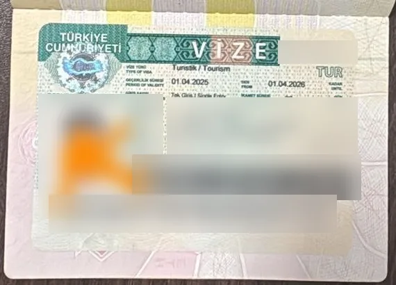 Türkiye Tourist visa approved for a Yodhub client, personal details blurred